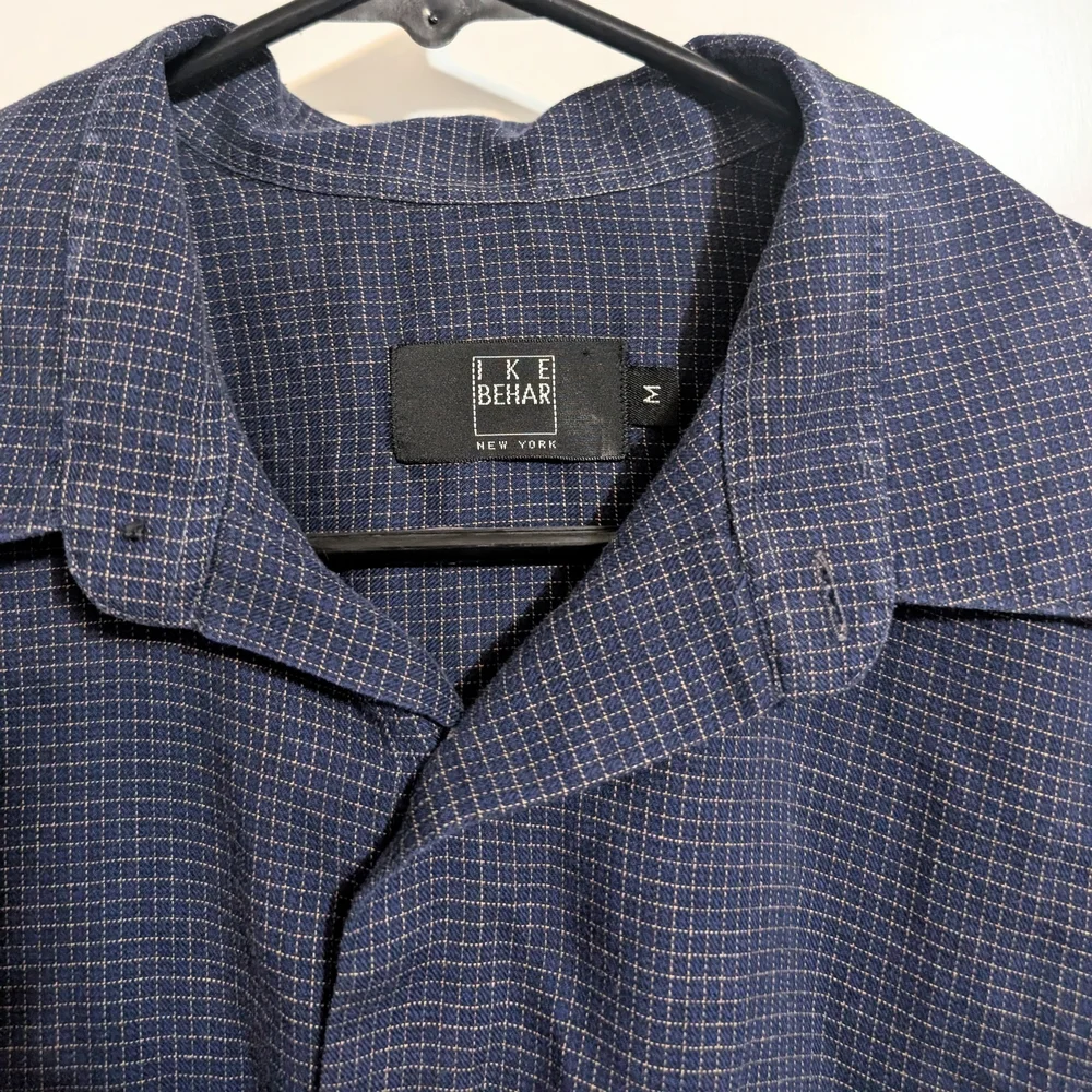 Ike Behar New York Men's Micro-Check Button Down - Navy/Tan - Size M
